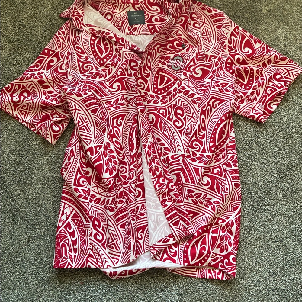 Colosseum Red and White Paisley Button Down Shirt